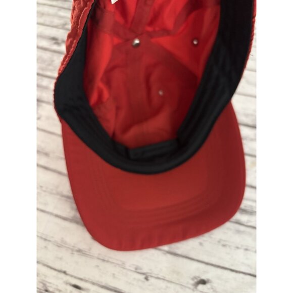 The North Face Hat Cap Strap Back Red Nylon Embroidered Logo Mens Hiking - Picture 6 of 9